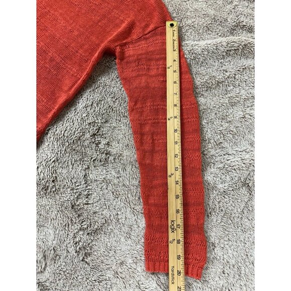 Eileen Fisher Linen Slub Stitch Coral Geran Bateau Neck Top Size M - Picture 5 of 11